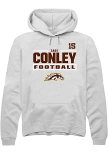 Cade Conley  Rally Western Michigan Broncos Mens White Football NIL Stacked Box Long Sleeve Hoodie