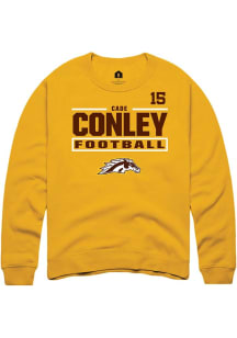 Cade Conley  Rally Western Michigan Broncos Mens Gold Football NIL Stacked Box Long Sleeve Crew Sw..