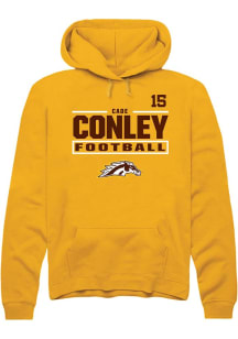 Cade Conley  Rally Western Michigan Broncos Mens Gold Football NIL Stacked Box Long Sleeve Hoodie