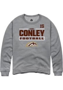 Cade Conley  Rally Western Michigan Broncos Mens Grey Football NIL Stacked Box Long Sleeve Crew Sw..