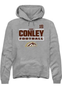Cade Conley  Rally Western Michigan Broncos Mens Grey Football NIL Stacked Box Long Sleeve Hoodie