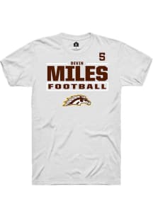 Devin Miles  Western Michigan Broncos White Rally Football NIL Stacked Box Short Sleeve T Shirt