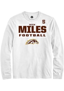 Devin Miles  Western Michigan Broncos White Rally Football NIL Stacked Box Long Sleeve T Shirt