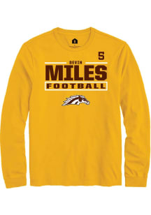 Devin Miles  Western Michigan Broncos Gold Rally Football NIL Stacked Box Long Sleeve T Shirt