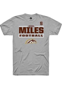 Devin Miles  Western Michigan Broncos Grey Rally Football NIL Stacked Box Short Sleeve T Shirt