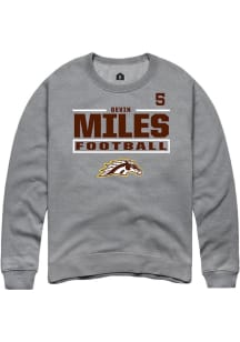 Devin Miles  Rally Western Michigan Broncos Mens Grey Football NIL Stacked Box Long Sleeve Crew Sw..