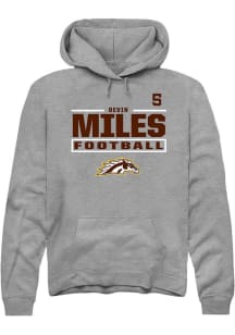 Devin Miles  Rally Western Michigan Broncos Mens Grey Football NIL Stacked Box Long Sleeve Hoodie