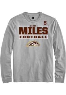 Devin Miles  Western Michigan Broncos Grey Rally Football NIL Stacked Box Long Sleeve T Shirt