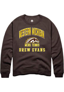 Drew Evans  Rally Western Michigan Broncos Mens Brown NIL Arch Logo Long Sleeve Crew Sweatshirt