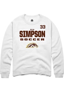 Ella Simpson  Rally Western Michigan Broncos Mens White NIL Stacked Box Long Sleeve Crew Sweatshir..