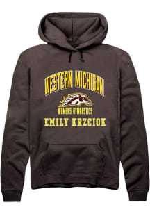Emily Krzciok  Rally Western Michigan Broncos Mens Brown NIL Arch Logo Long Sleeve Hoodie