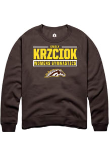 Emily Krzciok  Rally Western Michigan Broncos Mens Brown NIL Stacked Box Long Sleeve Crew Sweatshi..