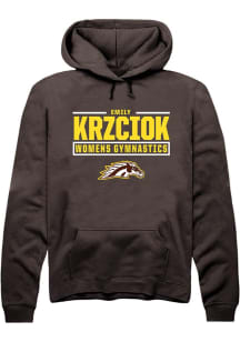 Emily Krzciok  Rally Western Michigan Broncos Mens Brown NIL Stacked Box Long Sleeve Hoodie
