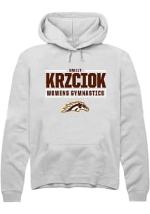 Emily Krzciok  Rally Western Michigan Broncos Mens White NIL Stacked Box Long Sleeve Hoodie