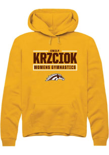 Emily Krzciok  Rally Western Michigan Broncos Mens Gold NIL Stacked Box Long Sleeve Hoodie