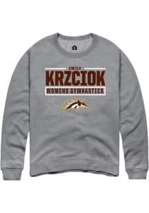 Emily Krzciok  Rally Western Michigan Broncos Mens Grey NIL Stacked Box Long Sleeve Crew Sweatshir..