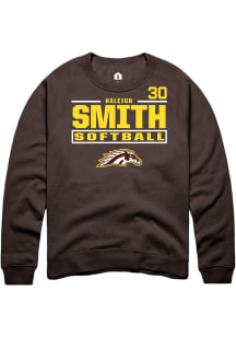 Haleigh Smith  Rally Western Michigan Broncos Mens Brown NIL Stacked Box Long Sleeve Crew Sweatshi..