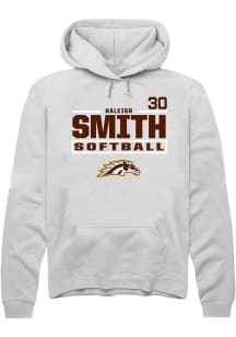 Haleigh Smith  Rally Western Michigan Broncos Mens White NIL Stacked Box Long Sleeve Hoodie