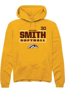 Haleigh Smith  Rally Western Michigan Broncos Mens Gold NIL Stacked Box Long Sleeve Hoodie