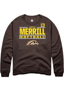 Jadeyn Merrill  Rally Western Michigan Broncos Mens Brown NIL Stacked Box Long Sleeve Crew Sweatsh..
