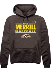 Jadeyn Merrill  Rally Western Michigan Broncos Mens Brown NIL Stacked Box Long Sleeve Hoodie