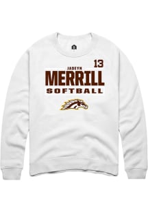 Jadeyn Merrill  Rally Western Michigan Broncos Mens White NIL Stacked Box Long Sleeve Crew Sweatsh..
