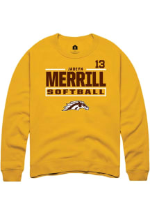 Jadeyn Merrill  Rally Western Michigan Broncos Mens Gold NIL Stacked Box Long Sleeve Crew Sweatshi..