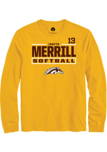 Jadeyn Merrill  Western Michigan Broncos Gold Rally NIL Stacked Box Long Sleeve T Shirt