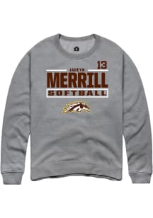 Jadeyn Merrill  Rally Western Michigan Broncos Mens Grey NIL Stacked Box Long Sleeve Crew Sweatshi..