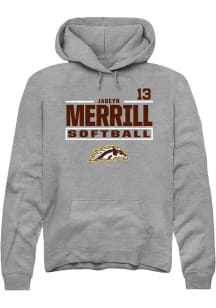 Jadeyn Merrill  Rally Western Michigan Broncos Mens Grey NIL Stacked Box Long Sleeve Hoodie