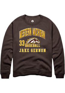 Jake Gernon  Rally Western Michigan Broncos Mens Brown NIL Arch Logo Long Sleeve Crew Sweatshirt