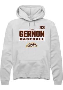 Jake Gernon  Rally Western Michigan Broncos Mens White NIL Stacked Box Long Sleeve Hoodie