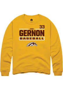 Jake Gernon  Rally Western Michigan Broncos Mens Gold NIL Stacked Box Long Sleeve Crew Sweatshirt