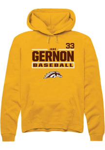 Jake Gernon  Rally Western Michigan Broncos Mens Gold NIL Stacked Box Long Sleeve Hoodie
