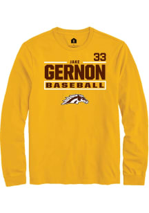 Jake Gernon  Western Michigan Broncos Gold Rally NIL Stacked Box Long Sleeve T Shirt