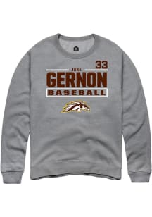 Jake Gernon  Rally Western Michigan Broncos Mens Grey NIL Stacked Box Long Sleeve Crew Sweatshirt