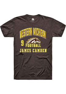 James Camden  Western Michigan Broncos Brown Rally Football NIL Arch Logo Short Sleeve T Shirt