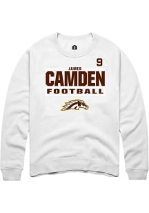 James Camden  Rally Western Michigan Broncos Mens White Football NIL Stacked Box Long Sleeve Crew..