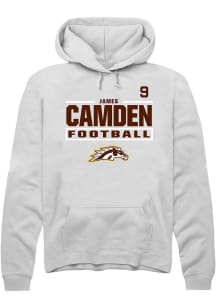 James Camden  Rally Western Michigan Broncos Mens White Football NIL Stacked Box Long Sleeve Hoodi..