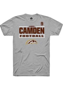 James Camden  Western Michigan Broncos Grey Rally Football NIL Stacked Box Short Sleeve T Shirt