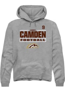 James Camden  Rally Western Michigan Broncos Mens Grey Football NIL Stacked Box Long Sleeve Hoodie
