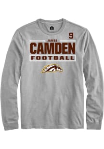 James Camden  Western Michigan Broncos Grey Rally Football NIL Stacked Box Long Sleeve T Shirt