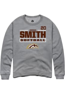 Jordan Smith  Rally Western Michigan Broncos Mens Grey NIL Stacked Box Long Sleeve Crew Sweatshirt