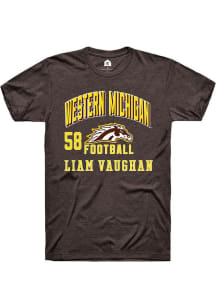 Liam Vaughan  Western Michigan Broncos Brown Rally Football NIL Arch Logo Short Sleeve T Shirt