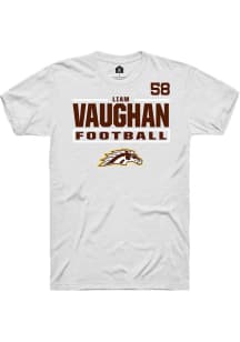 Liam Vaughan  Western Michigan Broncos White Rally Football NIL Stacked Box Short Sleeve T Shirt