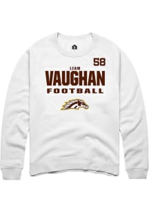 Liam Vaughan  Rally Western Michigan Broncos Mens White Football NIL Stacked Box Long Sleeve Crew..