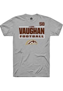 Liam Vaughan  Western Michigan Broncos Grey Rally Football NIL Stacked Box Short Sleeve T Shirt