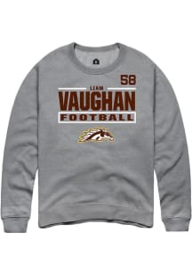 Liam Vaughan  Rally Western Michigan Broncos Mens Grey Football NIL Stacked Box Long Sleeve Crew S..