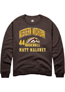 Matt Maloney  Rally Western Michigan Broncos Mens Brown NIL Arch Logo Long Sleeve Crew Sweatshirt