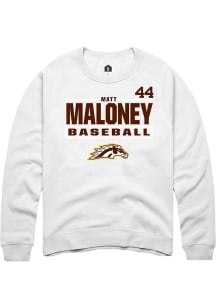 Matt Maloney  Rally Western Michigan Broncos Mens White NIL Stacked Box Long Sleeve Crew Sweatshir..